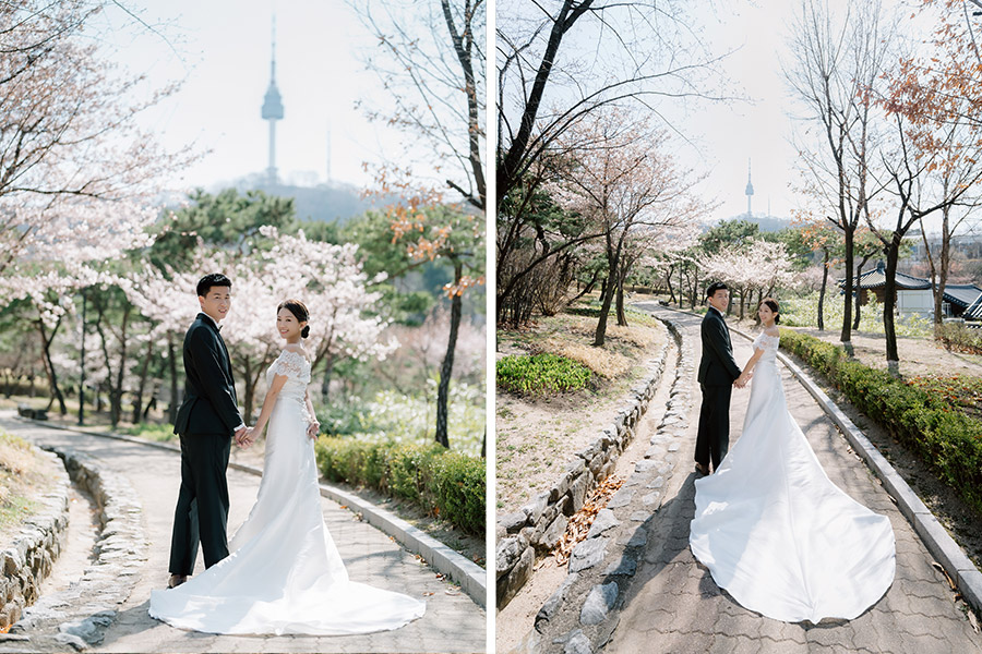 Korea Pre-Wedding with Cherry Blossoms at Seonyudo Park & Namsangol Hanok Village by Jungyeol on OneThreeOneFour 13