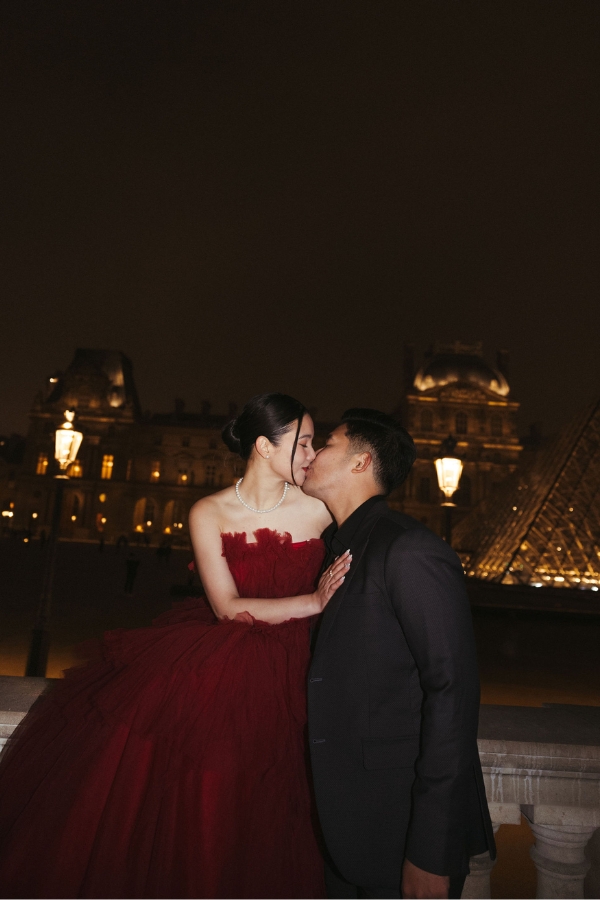 Paris Pre-Wedding Photoshoot with Eiﬀel Tower Louvre Museum Parisian Cafe Vintage Car Rooftop Night  by OneThreeOneFour on OneThreeOneFour 74