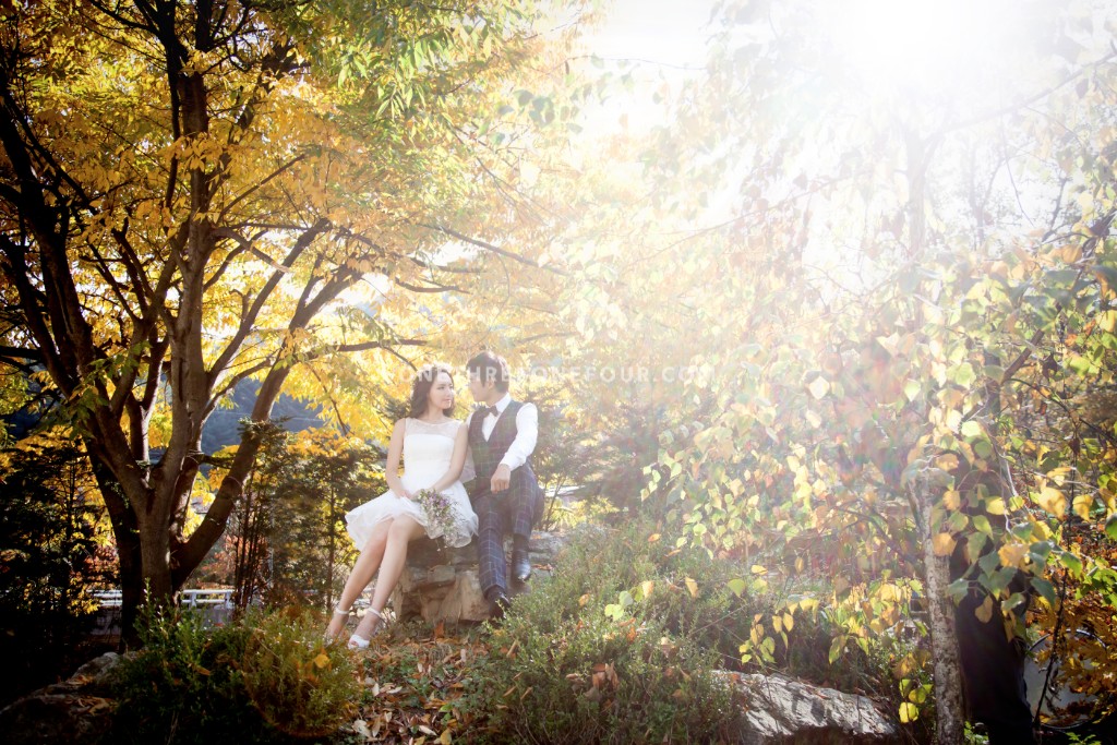 Korean Outdoor Pre-Wedding Photography in Autumn with Yellow and Red Maple Leaves by ePhoto Essay Studio on OneThreeOneFour 4