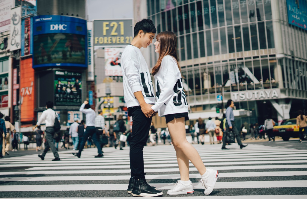 Japan Tokyo Casual Couple Photoshoot At Shopping District And Shibuya Crossing  by Lenham on OneThreeOneFour 14