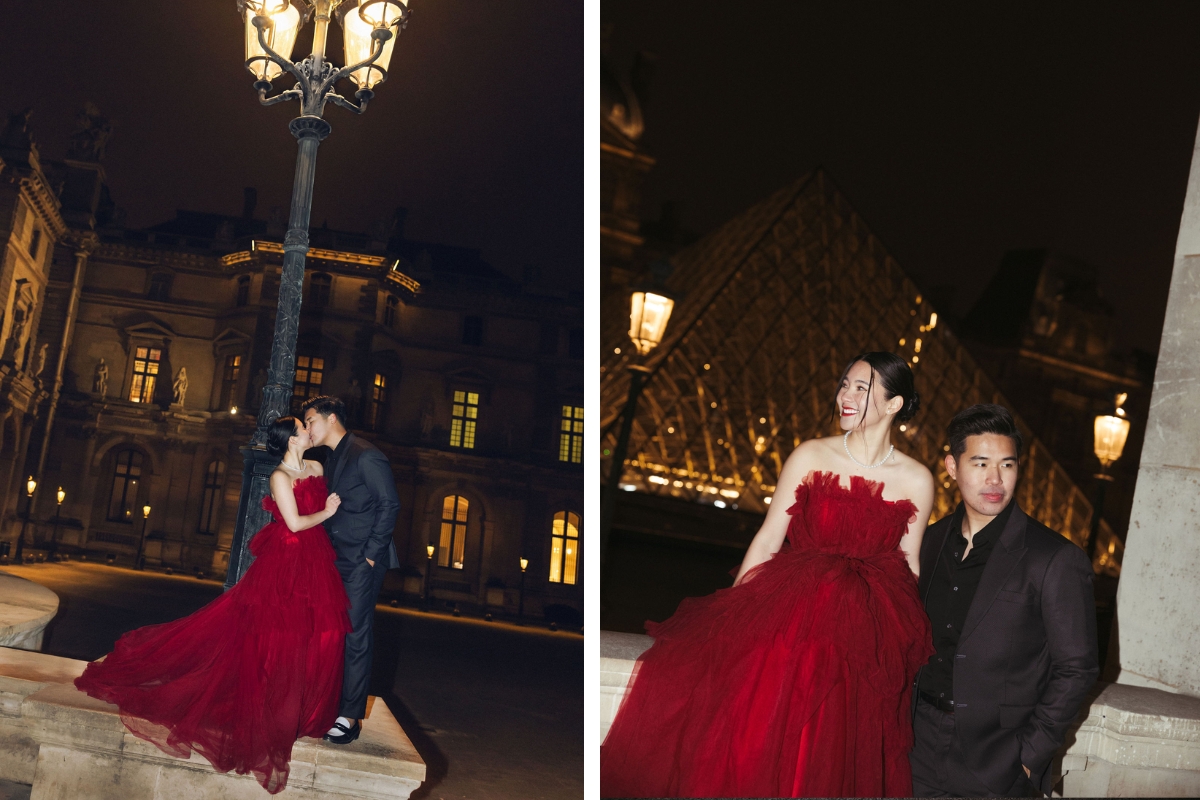 Paris Pre-Wedding Photoshoot with Eiﬀel Tower Louvre Museum Parisian Cafe Vintage Car Rooftop Night  by OneThreeOneFour on OneThreeOneFour 72