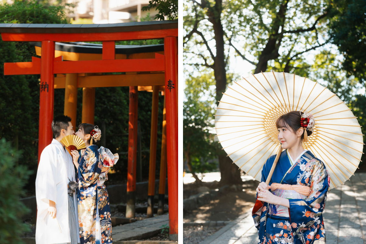 新加坡夫妻在根津神社、忠霊塔和河口湖舉行秋季和服婚紗拍攝，背景是富士山 by Cui Cui on OneThreeOneFour 4