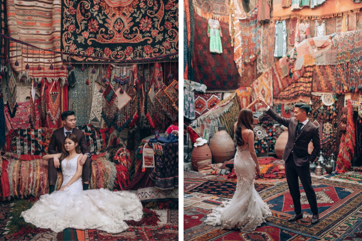 Cappadocia Pre-Wedding Photoshoot Hot Air Balloons Vintage Car Carpet Shop Mountains by Aric on OneThreeOneFour 9