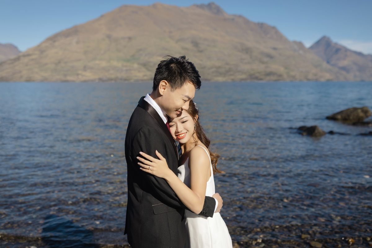 New Zealand Autumn Golden Foliage Peak Pebbled Lake Pre-Wedding Photoshoot  by Fei on OneThreeOneFour 15