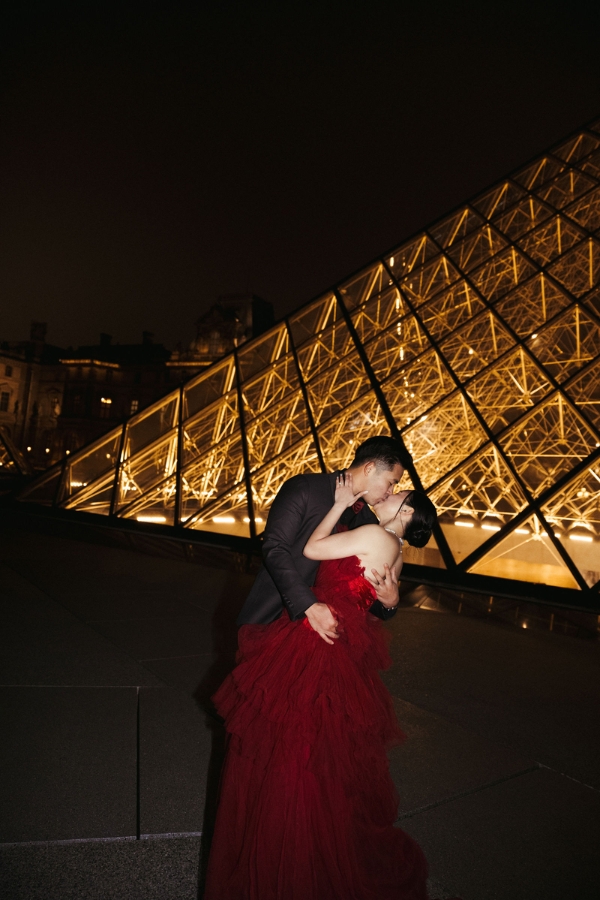 Paris Pre-Wedding Photoshoot with Eiﬀel Tower Louvre Museum Parisian Cafe Vintage Car Rooftop Night  by OneThreeOneFour on OneThreeOneFour 65