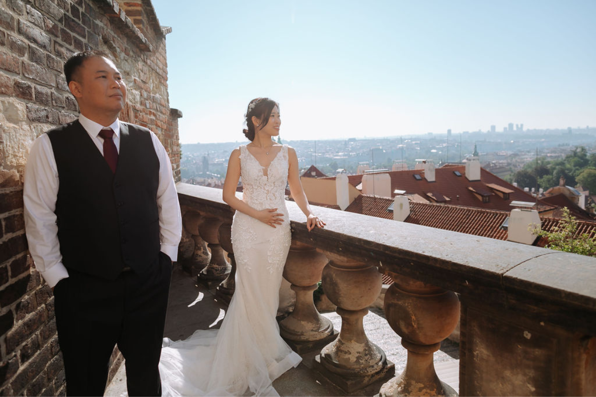 Prague prewedding photoshoot at St Vitus Cathedral, Charles Bridge, Vltava Riverside and Old Town Square Astronomical Clock by Nika on OneThreeOneFour 19