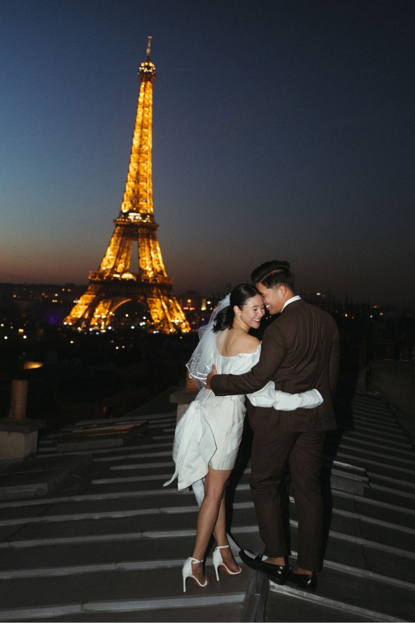 Paris Pre-Wedding Photoshoot with Eiﬀel Tower Louvre Museum Parisian Cafe Vintage Car Rooftop Night  by OneThreeOneFour on OneThreeOneFour 48