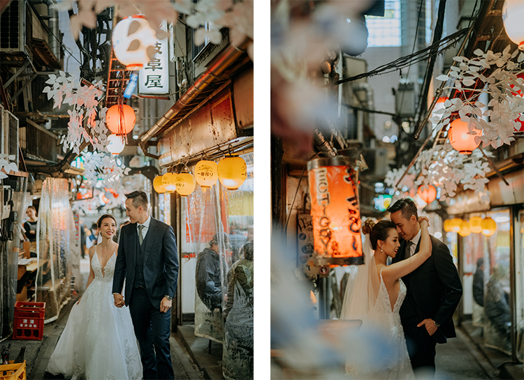 tina yong tokyo japan night wedding photoshoot shinjuku food alley