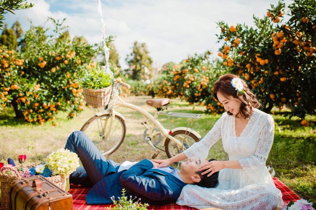 Korea Jeju Island Outdoor Pre-Wedding Photoshoot At Tangerine Farm  by Ray  on OneThreeOneFour 4