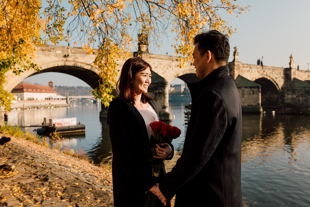 W&H Surprise Proposal Prague Photographer | Charles Bridge, Riverside by Nika on OneThreeOneFour 13
